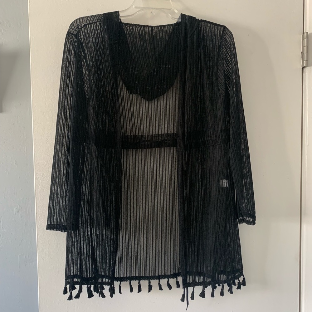 Fringe Hooded Kimono